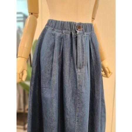 버튼 밴딩 A라인 청치마 DL