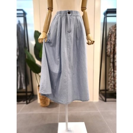 버튼 밴딩 A라인 청치마 DL