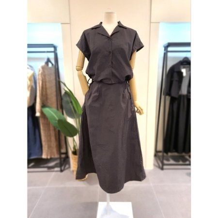 스트링 블라우스 스커트 세트 먹색