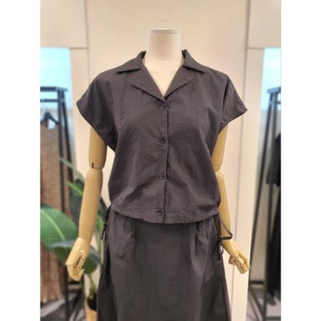 스트링 블라우스 스커트 세트 먹색