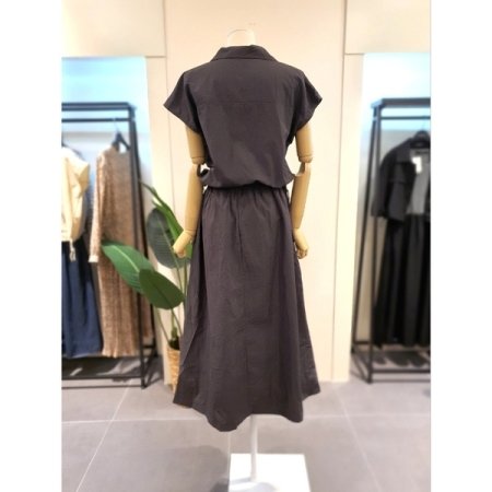 스트링 블라우스 스커트 세트 먹색