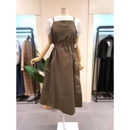 스트링 레이어드 카고 원피스 블랙