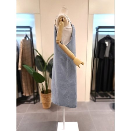 더블 스트랩 데님 롱 원피스 BL