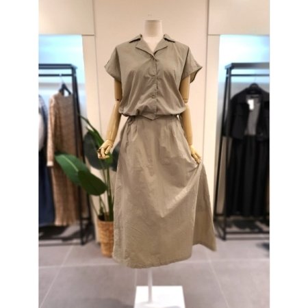 바스락 블라우스 스커트 세트 블루