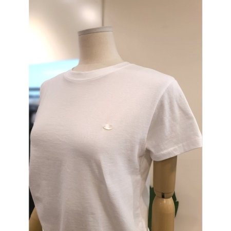 베이직 자게 장식 반팔티 화이트