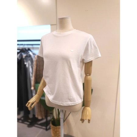 베이직 자게 장식 반팔티 화이트