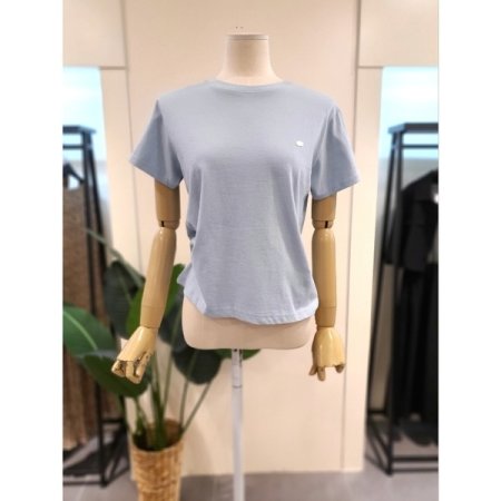 베이직 자개 장식 반팔티 블루