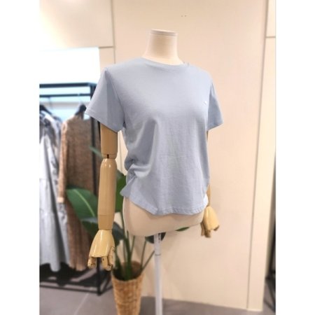 베이직 자개 장식 반팔티 블루