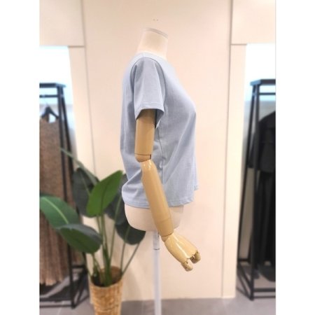 베이직 자개 장식 반팔티 블루