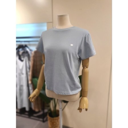 베이직 자개 장식 반팔티 블루