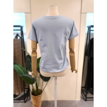 베이직 자개 장식 반팔티 블루