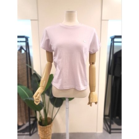 베이직 자개 장식 반팔티셔츠 핑크