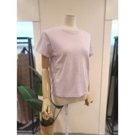 베이직 자개 장식 반팔티셔츠 핑크