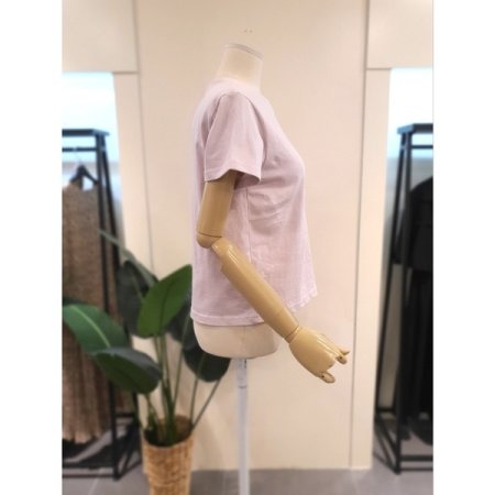 베이직 자개 장식 반팔티셔츠 핑크