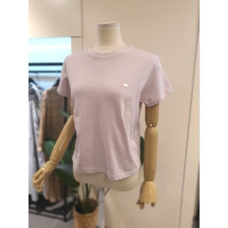 베이직 자개 장식 반팔티셔츠 핑크