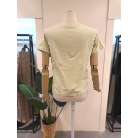 베이직 자개 장식 반팔티 라이트그린