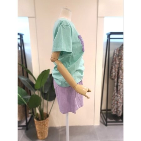 비웨이 반팔 반바지 세트 민트