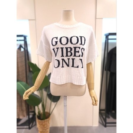 레터링 반팔 니트 핑크