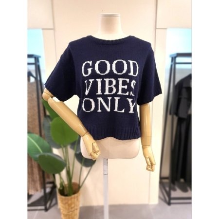 레터링 반팔 니트 핑크