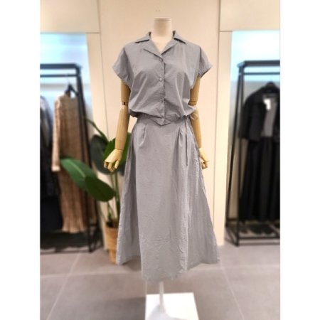 바스락 블라우스 스커트 세트 블랙