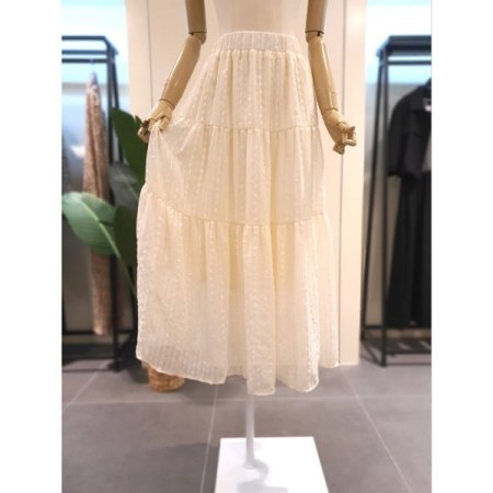 니니 쉬폰 밴딩 스커트 크림