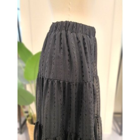 니니 쉬폰 밴딩 스커트 블랙