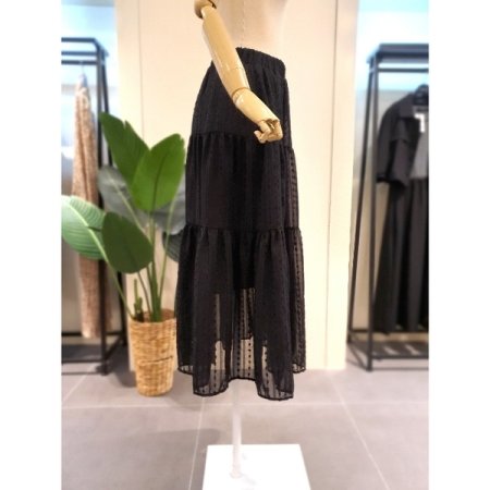 니니 쉬폰 밴딩 스커트 블랙