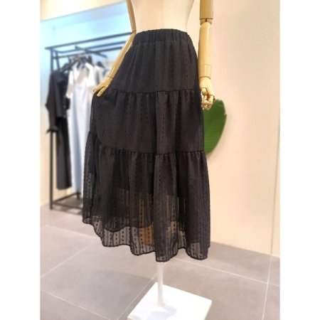 니니 쉬폰 밴딩 스커트 블랙