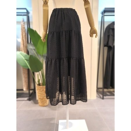 니니 쉬폰 밴딩 스커트 블랙