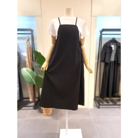 스트링 끈 원피스 블랙