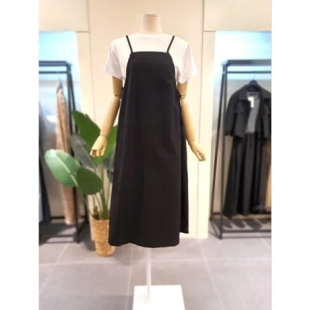 스트링 끈 원피스 블랙