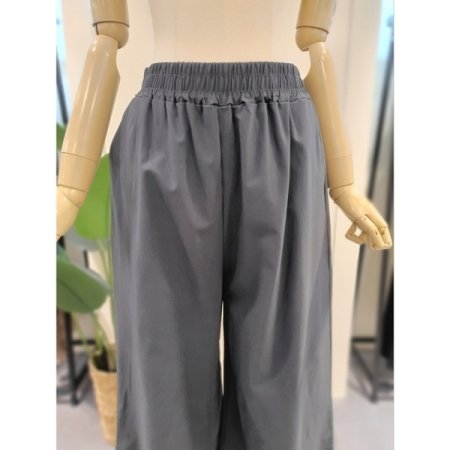 면혼방 밴딩 와이드 팬츠 다크그레이