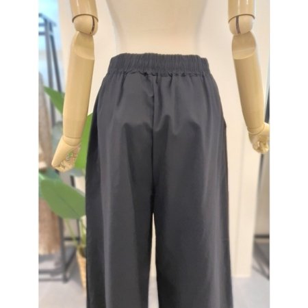 면혼방 밴딩 와이드 팬츠 블랙