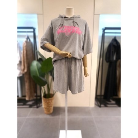 후드티 4부반바지 세트 그레이