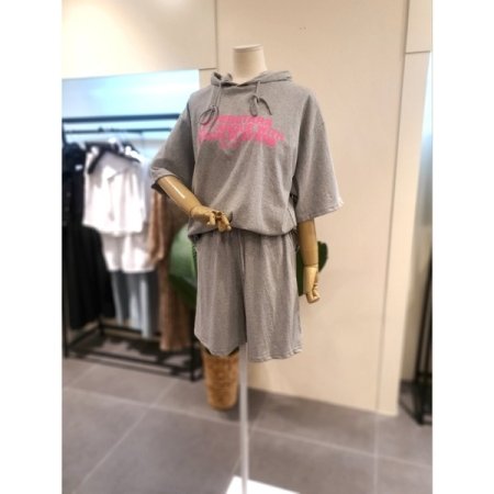 후드티 4부반바지 세트 그레이