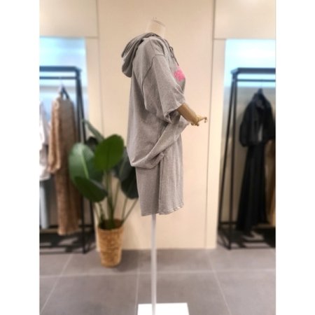 후드티 4부반바지 세트 그레이