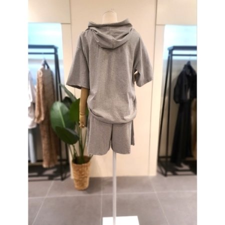후드티 4부반바지 세트 그레이