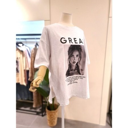 핀터 박시 티셔츠 라이트그레이