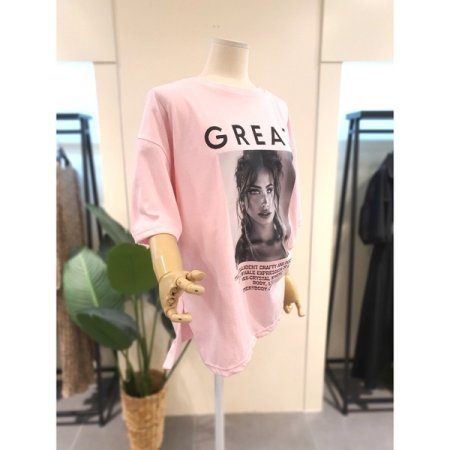 핀터 박시 티셔츠 핑크
