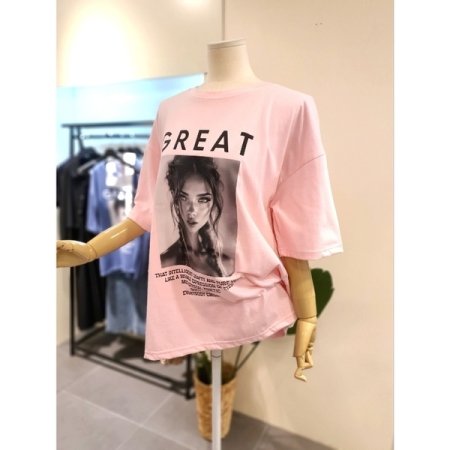 핀터 박시 티셔츠 핑크