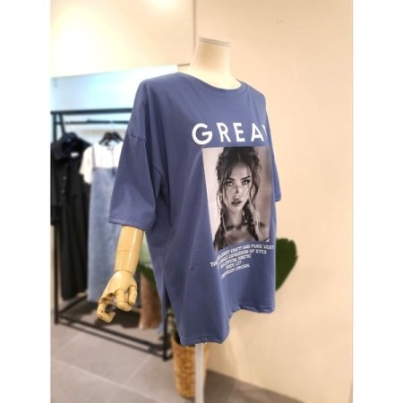 핀터 박시 티셔츠 블루