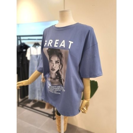 핀터 박시 티셔츠 블루