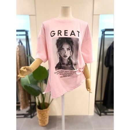 핀터 박시 티셔츠 베이지