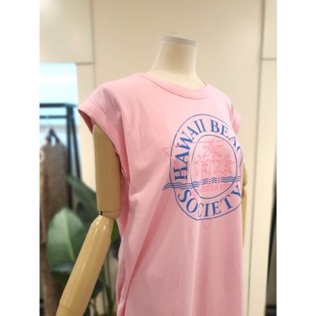 하와이 민소매 원피스 핑크