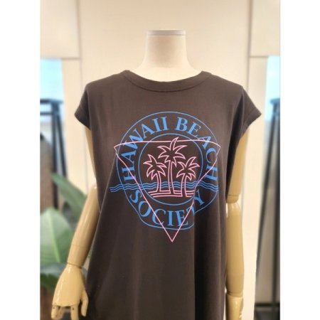 하와이 민소매 원피스 브라운