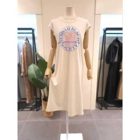 하와이 민소매 원피스 브라운