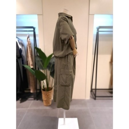 바스락 카고 투피스 세트 카키