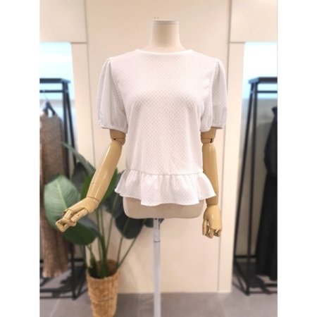 셔링 반팔 블라우스 화이트