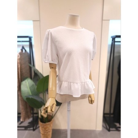 셔링 반팔 블라우스 화이트