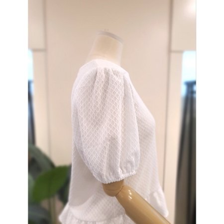 셔링 반팔 블라우스 화이트